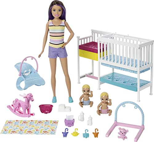 Barbie Skipper Hora de la siesta, Muñeca Canguro con bebés y accesorios, regalo para niñas y niños 3-9 años (Mattel GFL38)
