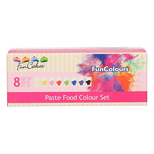 FunCakes FunColours Set de 8 Colorantes Concentrados Alimenticios en Pasta para Hornear, Decorar, Glasear, Fondant, 8 Colores, 30g, FC50260