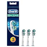 Oral-B Dual Clean Recambios Cepillo de Dientes Eléctrico, Color Blanco, Pack de 3 Cabezales - Originales