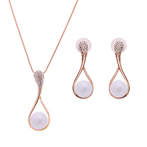 Yinew Collar largo con colgante de perlas de cristal, de lujo, para mujer, Aleación, Plateado, As description