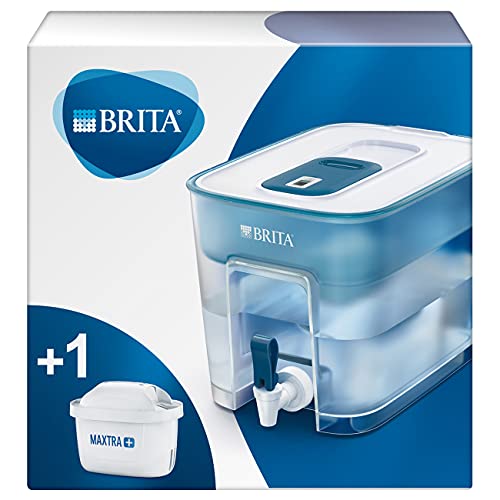 BRITA depósito Flow – Dispensador de Agua Filtrada con 1 cartucho MAXTRA+, Filtro de agua BRITA que reduce la cal y el cloro, Agua filtrada para un sabor óptimo, 8.2L, Color Transparente