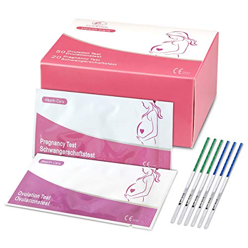 50 pruebas de ovulación ultrasensibles (25 mlU/ml) y 20 pruebas de embarazo ultrasensibles (25mIU/ml)