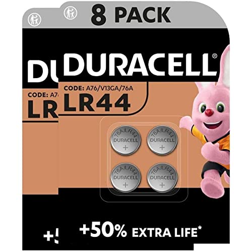 Duracell - Pilas especiales alcalinas de botón LR44 de 1,5 V, paquete de 8 unidades (76A/A76/V13GA) diseñadas para su uso en juguetes, calculadoras y dispositivos de medición