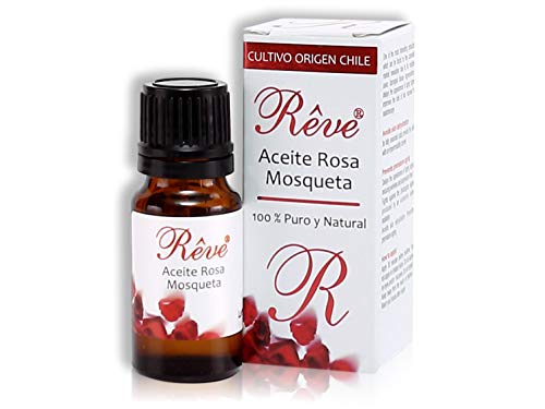 REVE Aceite Rosa Mosqueta Puro - 10 ml - Orgánico - Prensado en Frío - 100% Natural - Origen Chile - Envasado en UE - Cosmética natural sin parabenes.
