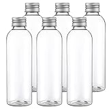 UPKOCH Botellas vacías reutilizables de plástico transparente de 6 unidades Botellas vacías reutilizables con tapas de aluminio para bebidas, 200 ml de zumo de leche