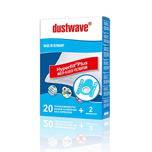 dustwave® - 20 bolsas de aspiradora + filtro para Siemens VS06G2410 VS06B112A VS06B1110 Synchropower tipo G compatible con Swirl S 67 Airspace. Absorbente, cierre higiénico.