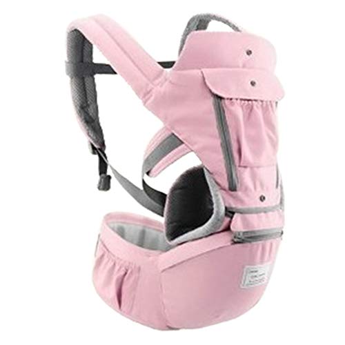 Mochila portabebés, mochila transpirable y multifunción para bebés con asiento para la cadera arnés ergonómico para el asiento del bebé para niños pequeños(Rosado)