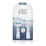 Triple Bristle Cabezales de cepillo de repuesto con cerdas reveladoras para un cepillo de dientes sónico (dientes más limpios y una sonrisa más blanca 1/3 del tiempo) Paquete de 2 Azul