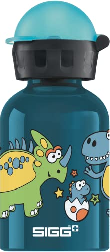 SIGG Small Dino Cantimplora infantil (0.3 L), botella para niños sin sustancias nocivas y con tapa hermética, cantimplora ligera de aluminio