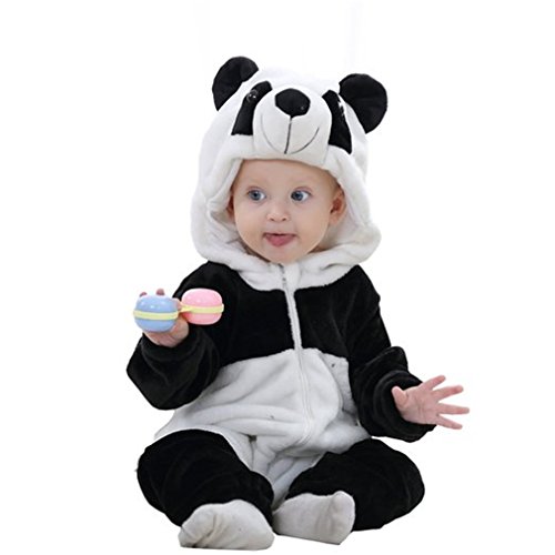 MICHLEY Bebé Ropa Mameluco Niños Niñas Pelele Pijama de Primavera y otoño Franela Traje de Animales Panda 3-6 Meses