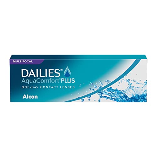 Dailies AquaComfort Plus Multifocal Lentes de contacto progresivas de reemplazo diario, Pack de 30, R 8.7 mm, D 14.0 mm, adición baja, 0.00 Diopt