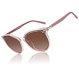CGID Diseñador GID gafas de sol polarizadas redondas extragrandes para mujer Retro Gafas 100% UV400 Con Sombra Marco Rosa transparente Lente Marrón M60