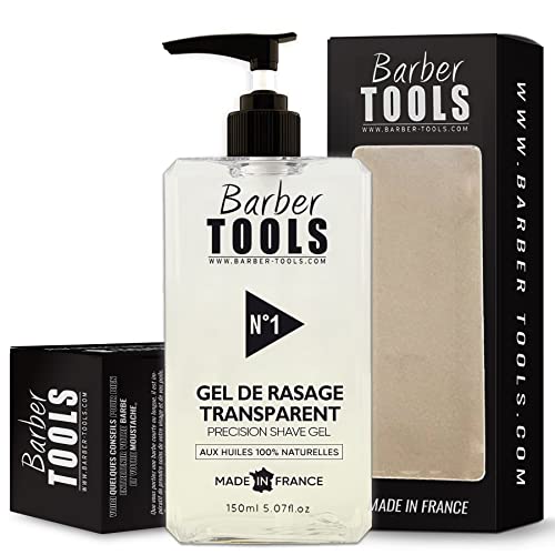 ✮ BARBER TOOLS ✮ Gel de afeitado transparente de 150 ml - Para un afeitado preciso de los contornos de la barba (visibilidad, deslizamiento y máxima protección) - MADE IN FRANCE