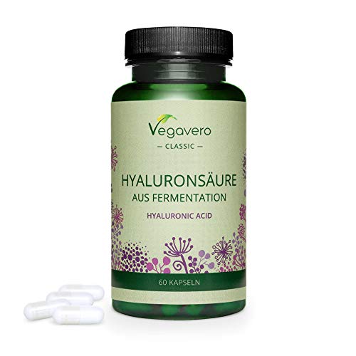 Ácido Hialurónico Puro Vegavero® | La Dosis más Alta: 600 mg | Libre de Aditivos & Vegano | 60 Cápsulas | Natural de Fermentación | 800-1500 kDa | Hidratante facial + Articulaciones…