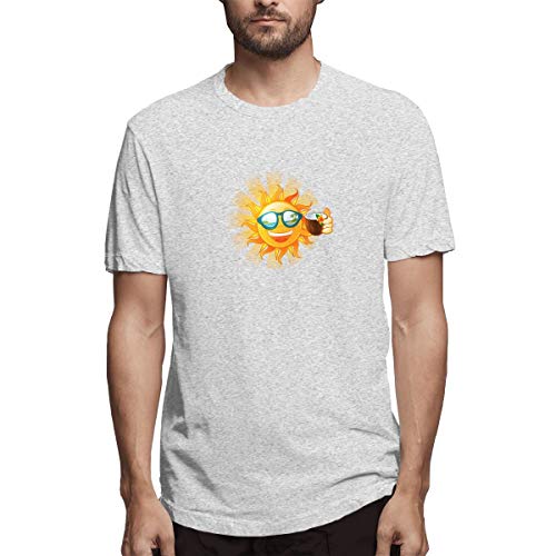 xinfub Camisa Beber Cute Cartoon Sun Beber Leche de Coco Aedb Camiseta Casual de algodón para Hombre