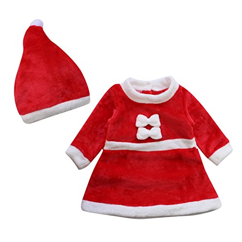 Le SSara Bebé Invierno Navidad Cosplay Vestido Traje recién Traje Sombrero 2pcs (Rojo,18-24 Meses)
