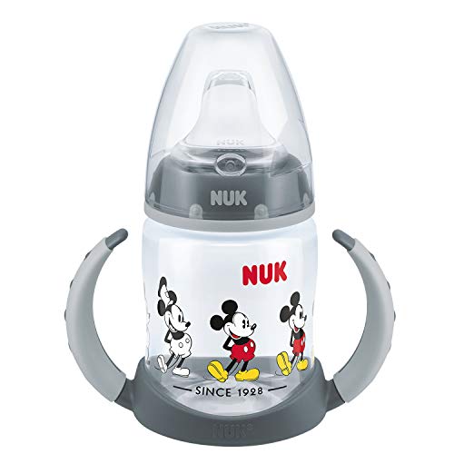 NUK Disney First Choice+ biberón | 6-18 meses | Tetina de silicona | Válvula anticólico | Sin BPA | 150 ml | Mickey Mouse