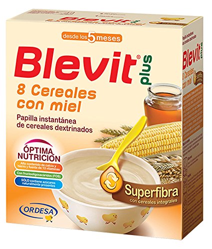 Blevit Plus Superfibra 8 Cereales con Miel - Papilla de Cereales para Bebé Sin Azúcares Añadidos con todo el sabor de la Miel - Desde los 5 meses - 600g