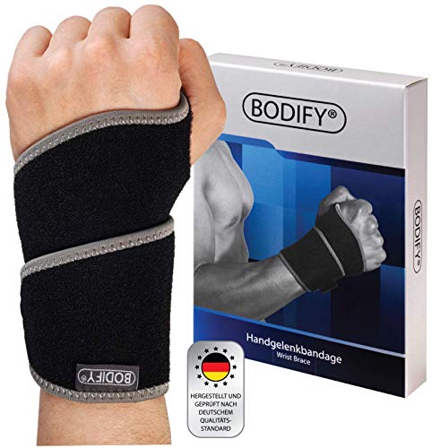 Bodify® Muñequera para aliviar el dolor de la articulación de la mano, protección y estabilidad para el síndrome del túnel carpiano y tendinitis, con cierre de velcro y transpirable