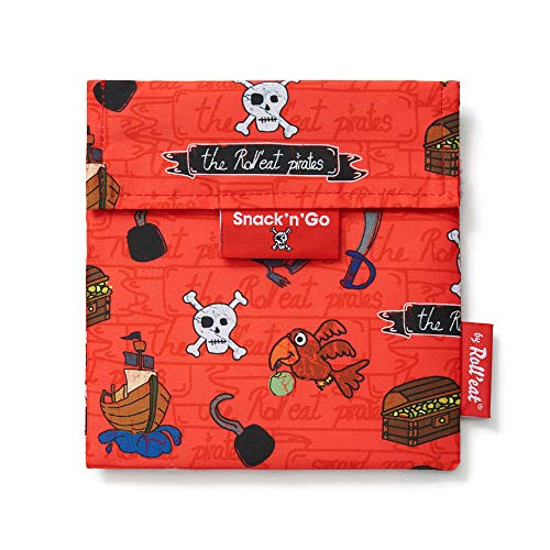 Roll'eat ® | Porta Sandwich Reutilizable, Bolsa Ecológica sin BPA, Porta Bocadillo de Color Piratas Rojo - Snack'n'Go Kids