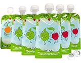 Bolsas de comida para bébés reutilizables (pack de 6), sin BPA | fácil de llenar y limpiar | ideal para batidos de fruta caseros, papi | adecuado para congelador y lavavajillas (100 ml)