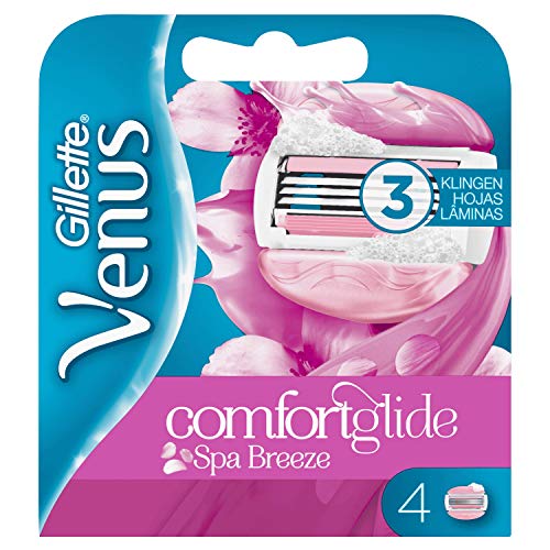 Gillette Venus ComfortGlide Spa Breeze Cuchillas de Afeitar Mujer, Paquete de 4 Cuchillas de Recambio