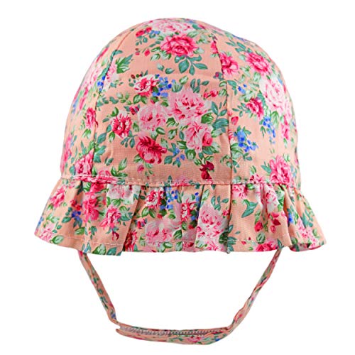 Pesci Baby Sombreros para el Sol de Niñas con Correa de Barbilla de algodón Floral Sombrero de Verano con ala de Volantes, Rosa, 0 Meses