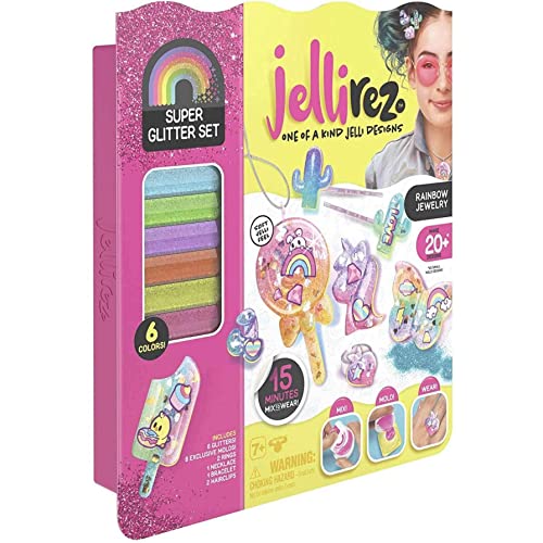 Jellirez - Glitter Set, crea tus joyas con gelatina y purpurina (Famosa JEL01000)