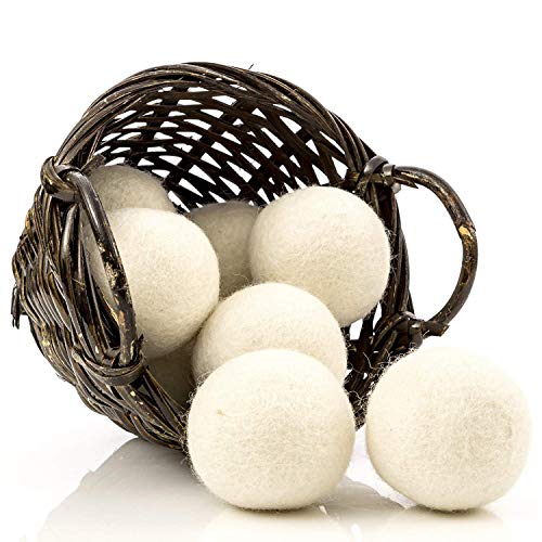 Paquete de 8 bolas de lana para secadora de tela natural suavizante para ropa de bebés y hojas de secado reutilizables