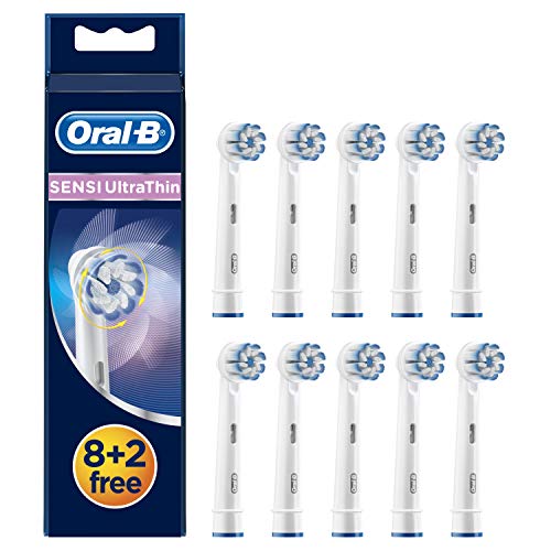 Oral-B Sensi Ultrathin Cabezales de Recambio Tamaño Buzón, Pack de 10 Recambios Originales para Cepillos de Dientes Eléctricos, Protección de Encías