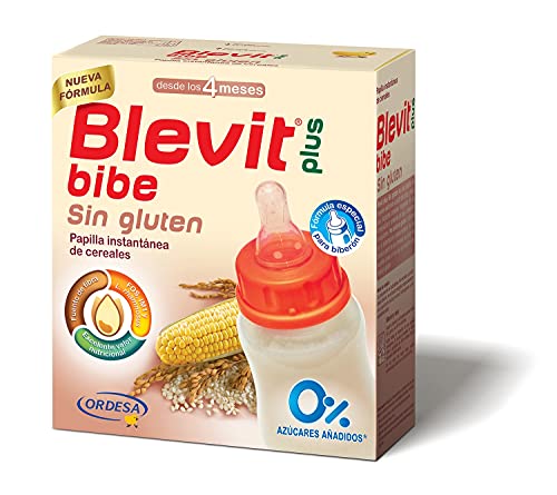 Blevit Plus Bibe Sin Gluten - Papilla de Cereales para Bebé Sin Gluten fórmula especial para Biberón - Sin Azúcares Añadidos - Desde los 4 meses - 600g