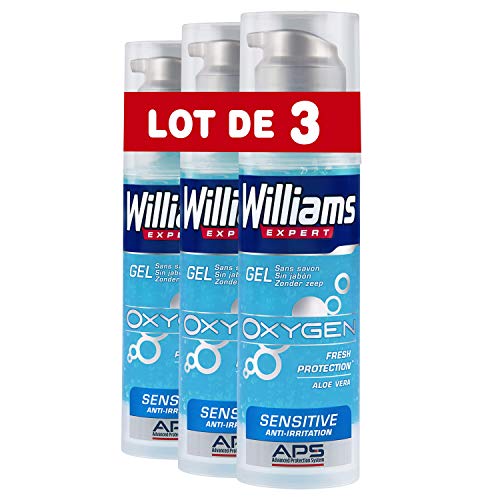 Williams Oxygen - Gel de afeitar para piel sensible, 150 ml, pack de 3