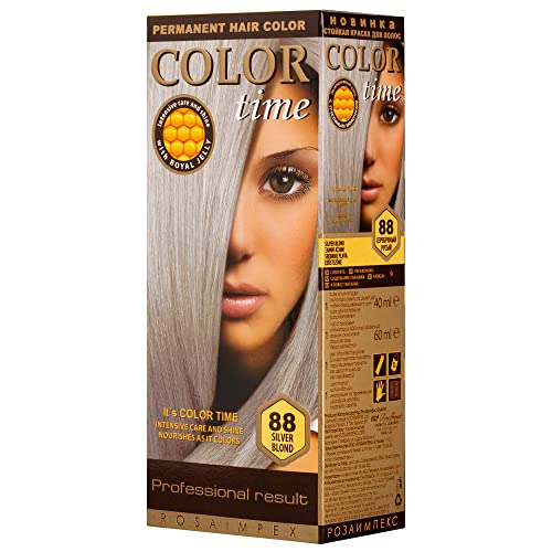 Color Time Tinte Permanente en Gel Color Rubio Plateado 88 | Enriquecido con Jalea Real y Vitamina C | Coloracion Permanente para el Cabello | 100 ML