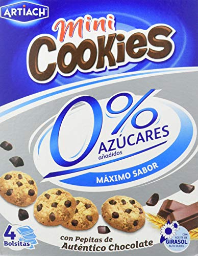 Artiach Mini Cookies - Mini galletas, 0% azúcar, 1 paquete con 4 bolsitas