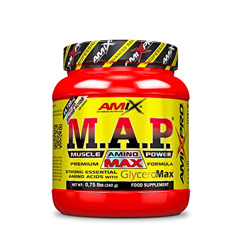 AMIX - Aminoácidos Esenciales - M.A.P. with GlyceroMax - Formato de 340 g - Sabor Natural - Contiene Glicerol Concentrado - Ideal para Tomar Antes del Entrenamiento
