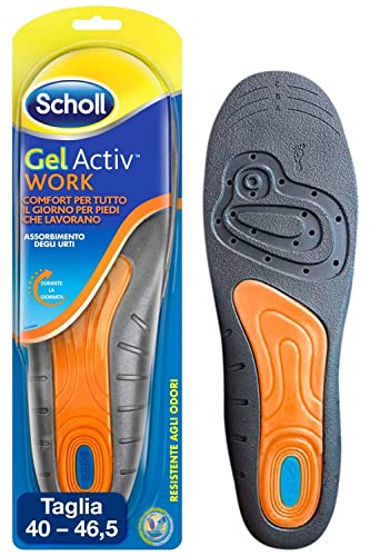 Scholl Plantillas Gel Activ Profesional para hombre, para calzado trabajo, absorción de impactos y amortiguación, talla 40 - 46.5, 1 par (2 plantillas)
