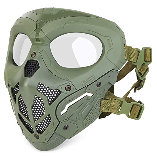 Huntvp táctica Máscara Skull Protectora Máscara Militar Paintball para Hombres Airsoft CS Cosplay Halloween,Lurker-Verde