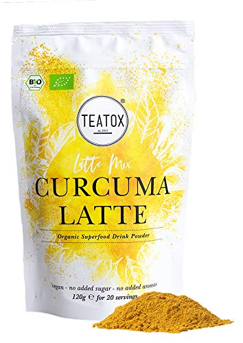 Teatox Curcuma Latte Mix | Bio & Vegan | con matcha y raíz de madera dulce | bebida en polvo premium para batidos o latte | contiene té verde con cafeína | superalimento sin azúcar añadido | herb dulce