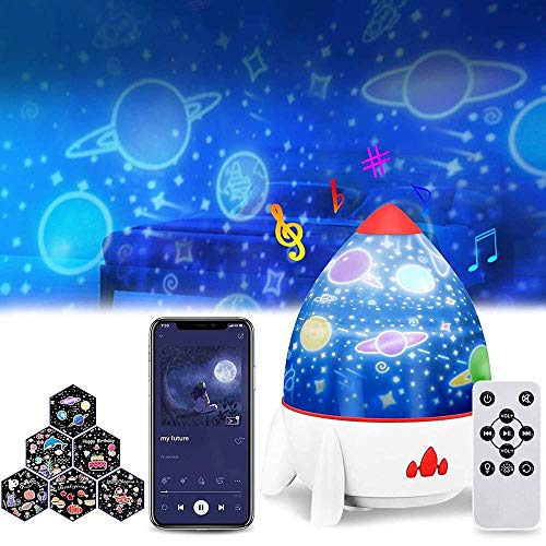 Chanhanv Lámpara para proyector Starry Sky Proyector Baby Starlight con Control Remoto Bluetooth Rotación y sincronización de 360 ​​° Control Remoto 6 películas 7 Modos de iluminación