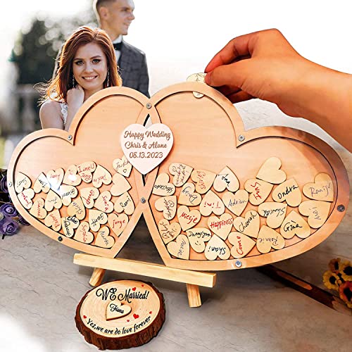 Neamon Libro de visitas de boda personalizado decoración de boda libro de visitas de madera fiesta Dropbox