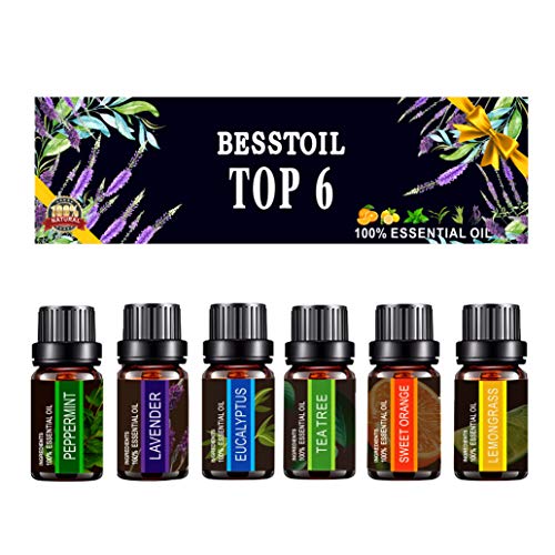 Set de aceites esenciales de TOP6, Besstoil de grado terapéutico 100% puro aromaterapia difusor de aceites Set de regalo avender