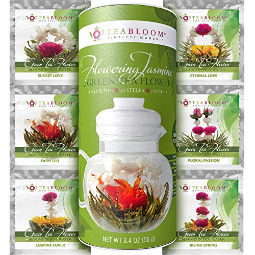 Té de Flores de Teabloom - Pack de 12 - 36 infusiones, para 250 tazas - Flores de Té Verde con Jazmín