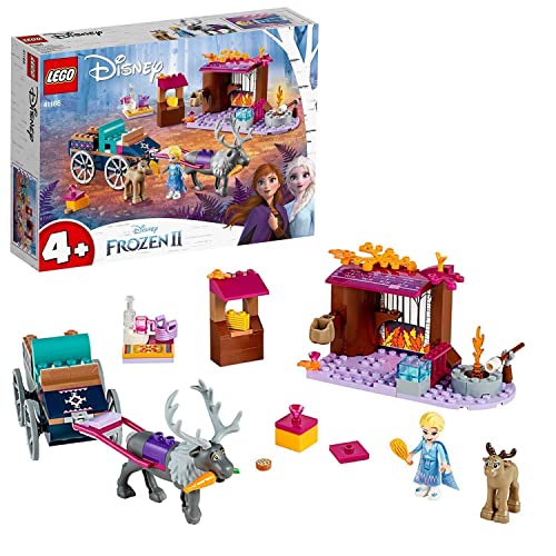 LEGO 41166 Disney Frozen 2, Aventura en Carreta de Elsa, Set Frozen Juguetes de Construcción, Mini Muñeca de Princesa y 2 Figuras de Animales de Renos