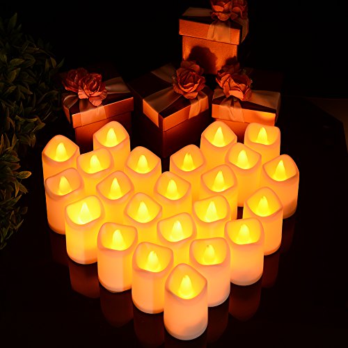 LUNSY Luces en forma de vela Luces de té LED sin llama Juego de luces de vela con pilas Decoración de la boda del partido-24PCS