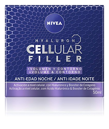 NIVEA Hyaluron Cellular Filler + Volumen y Contorno Cuidado de Noche (1 x 50 ml), crema de noche facial, crema de volumen, crema antiarrugas con ácido hialurónico
