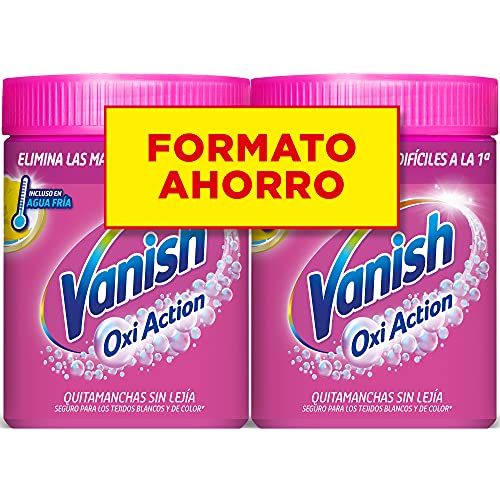 Vanish Oxi Action - Quitamanchas y Blanqueador para Ropa Blanca, lavadora o remojo, en Polvo, Sin Lejía - Pack de 2 x 900 g