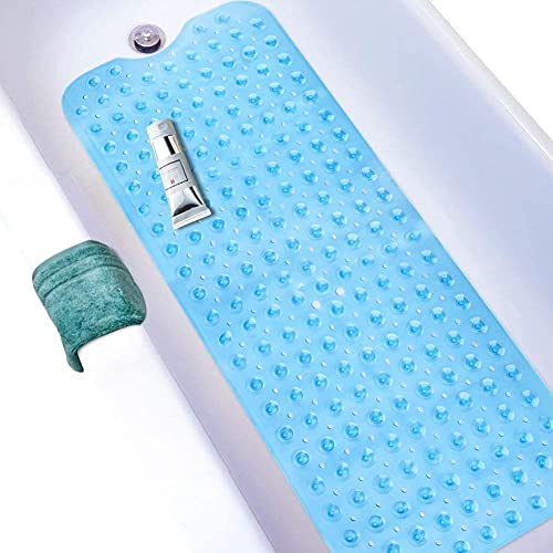 Wimaha Alfombrillas de baño Extra largas - Resistentes al Moho, Antideslizantes, con Ventosa. para Uso en el baño, Lavables a máquina, 100 x 40 cm (Azul)