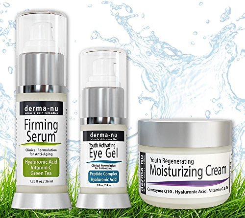 Cuidado de la Piel Antiedad - Tratamiento Eficaz Anti Arrugas (Suero de Ácido Hialurónico, Crema Ojos Antiarrugas, Crema Hidratante Antienvejecimiento) – Kit 3 Productos