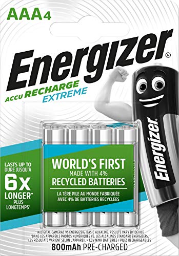 Energizer - Pilas recargables AAA de 800 mAh, 4 unidades