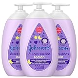 Johnson's Baby Dulces Sueños - Loción suave para pieles sensibles y uso diario, 3 x 500 ml